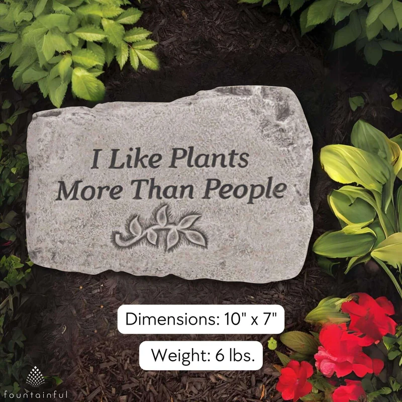 Plants Over People Concrete Garden Greeting Stone - Massarellis #1762