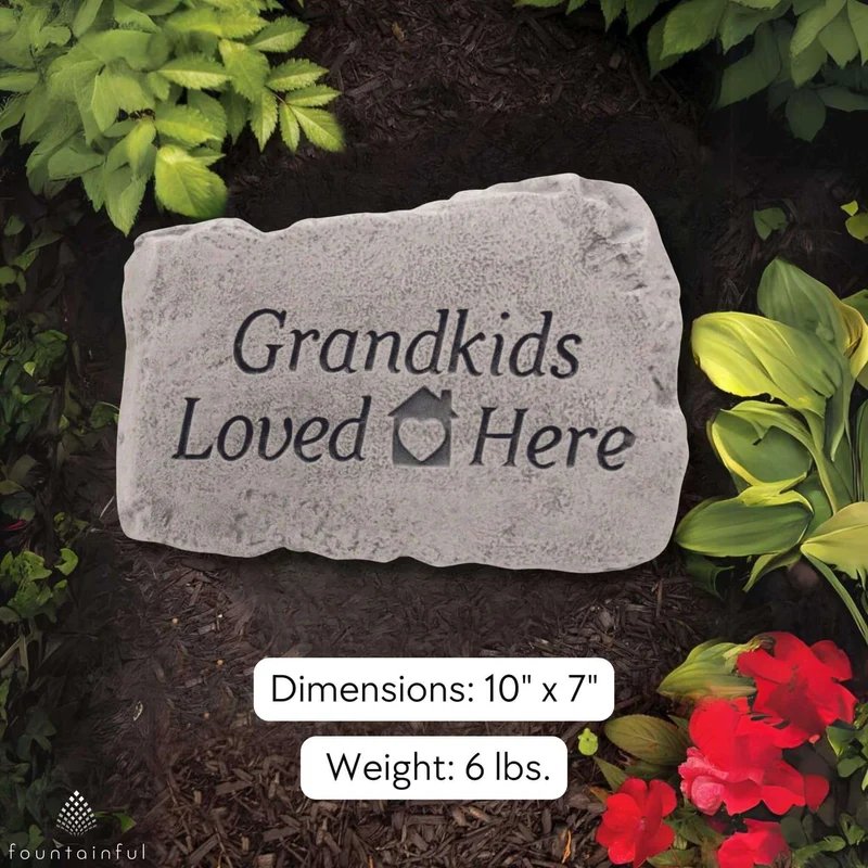 Grandkids Concrete Garden Greeting Stone - Massarellis #1745