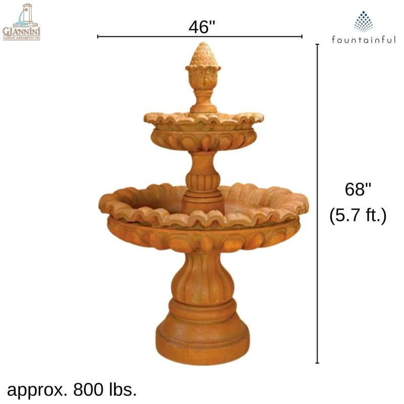 Murano 2-Tier Concrete Fountain - Giannini #1242