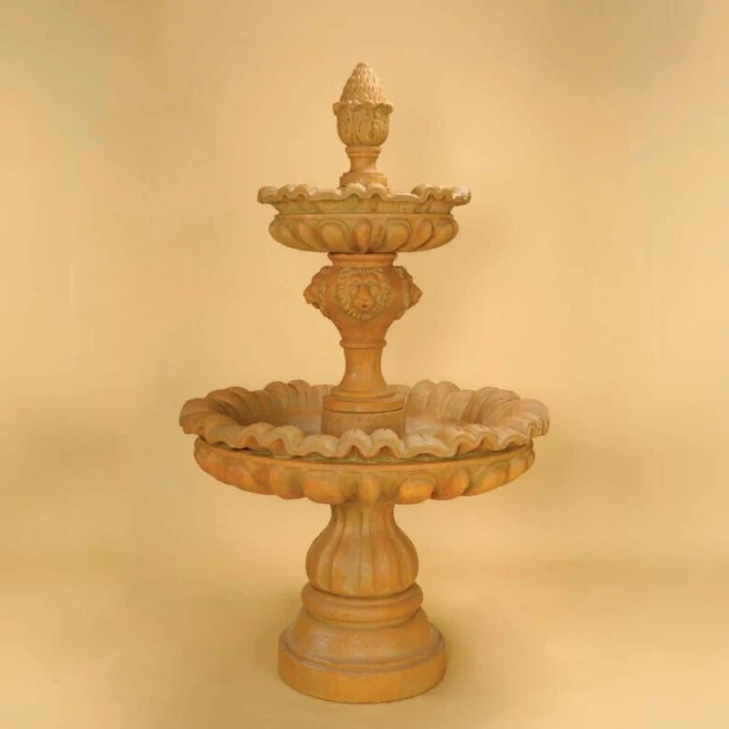 Venezia 2-Tier Lion Head Concrete Fountain - Giannini #1241