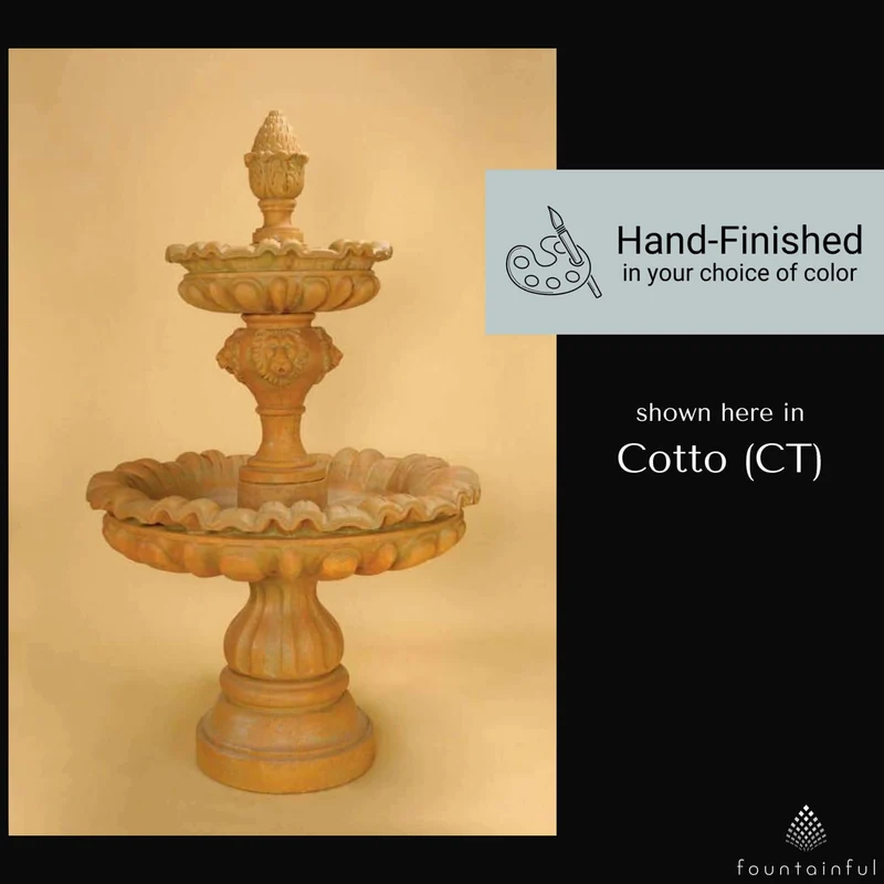 Venezia 2-Tier Lion Head Concrete Fountain - Giannini #1241