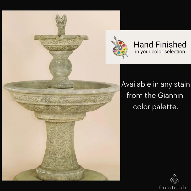 Antiquarium 2-Tier Concrete Fountain with Base - Giannini #1133
