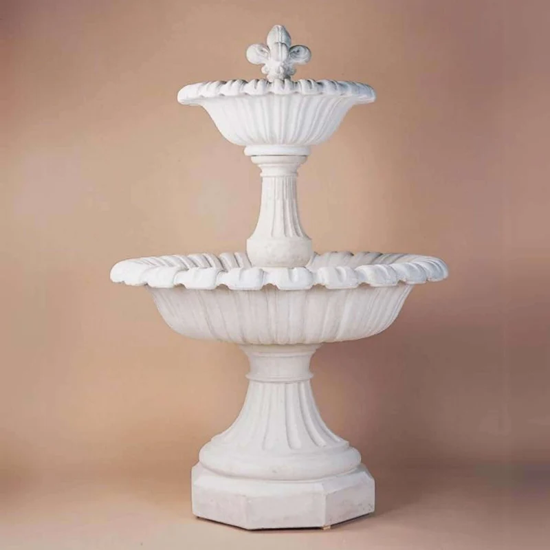 Tuscania 2-Tier Concrete Fountain with Octogon Base - Giannini #1049