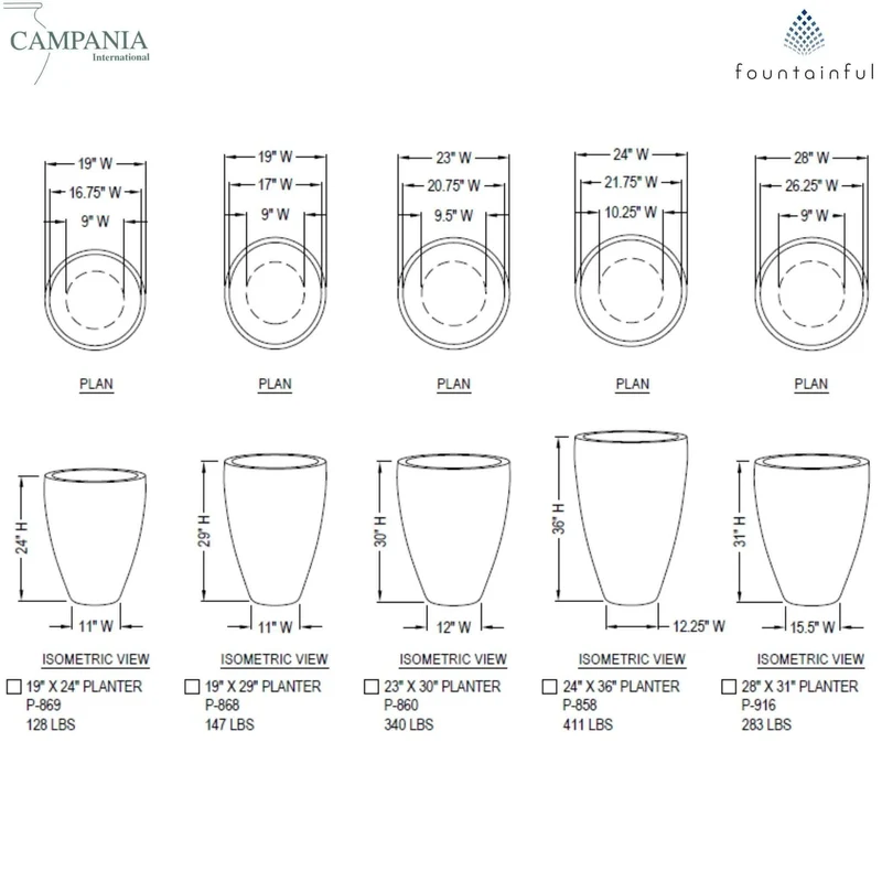 Series 3 Concrete Planters - Campania