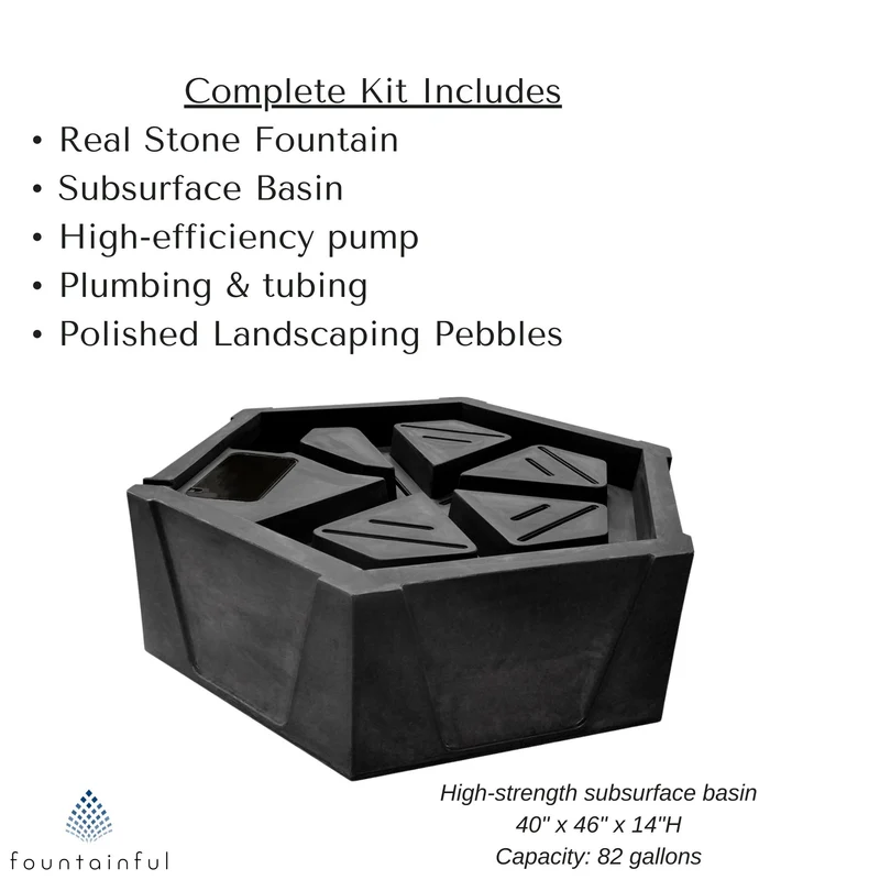 Rustic Basalt 30" Column Fountain - Complete Kit - Blue Thumb