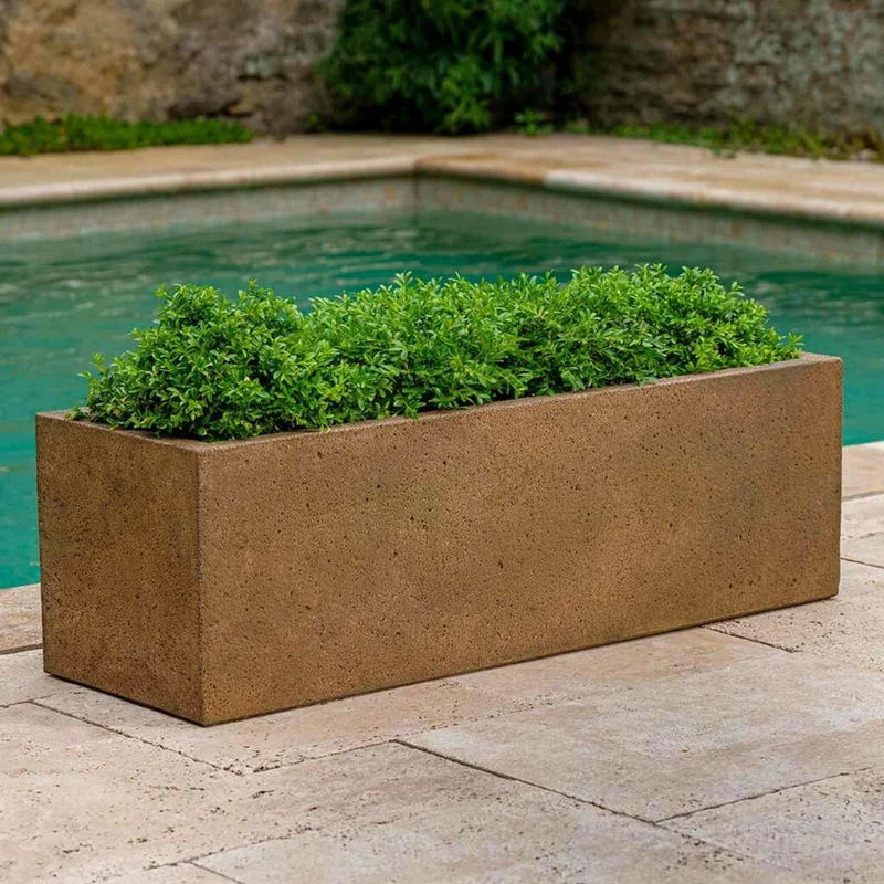 Textured Trough Concrete Planter - Campania #P908