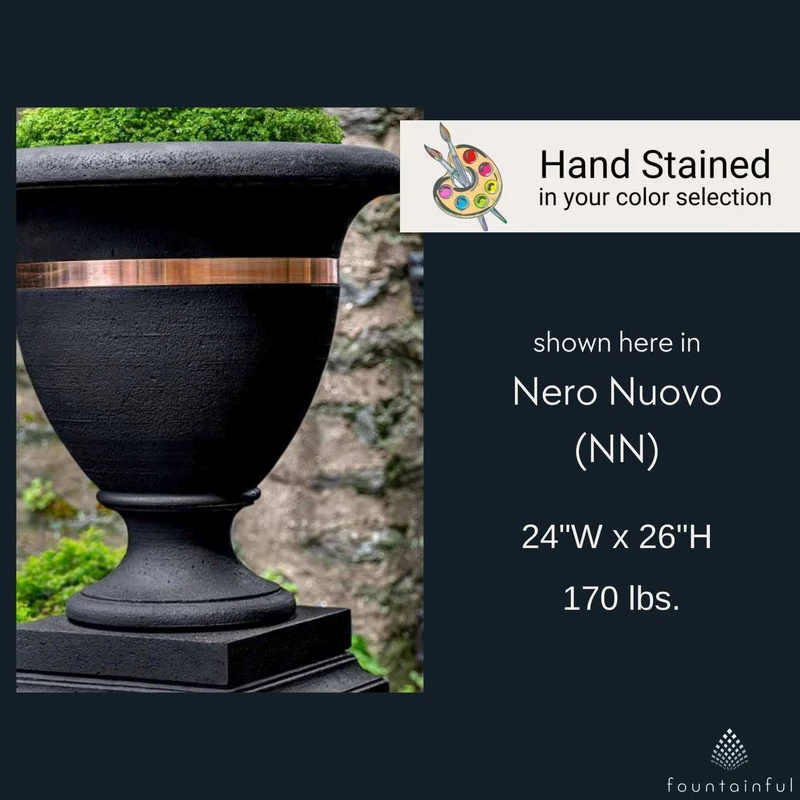 Classic Copper Banded Large Concrete Urn Planter - Campania #P838