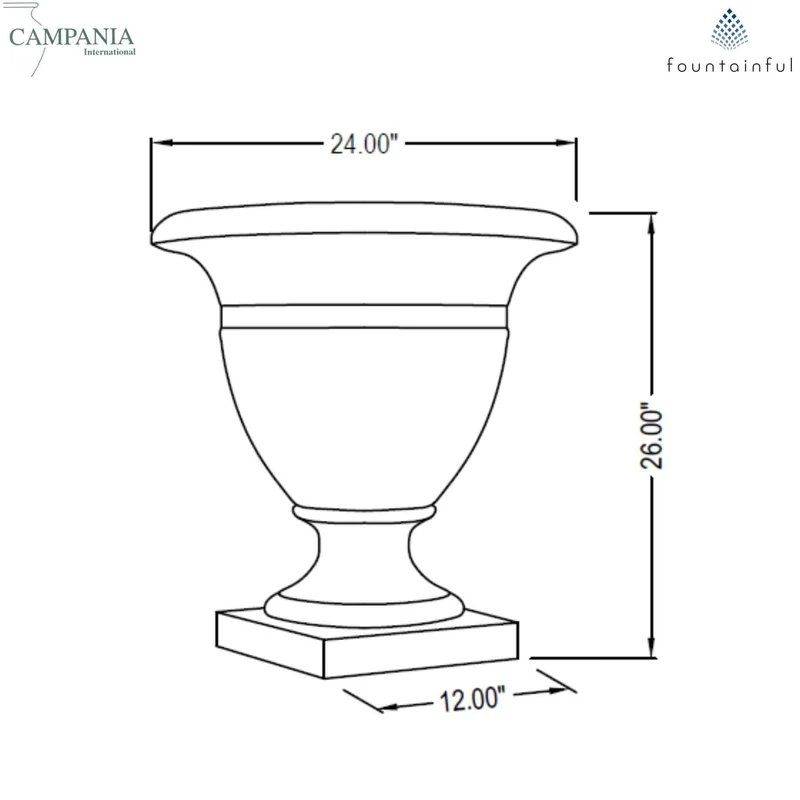 Classic Copper Banded Large Concrete Urn Planter - Campania #P838