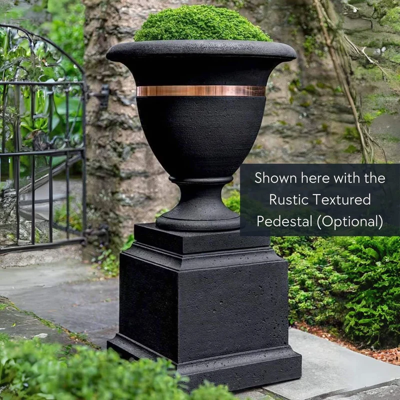 Classic Copper Banded Large Concrete Urn Planter - Campania #P838