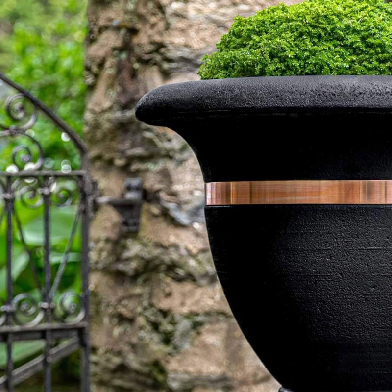 Classic Copper Banded Large Concrete Urn Planter - Campania #P838