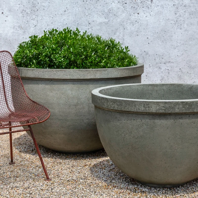 Huntington Concrete Bowl Planters - Campania