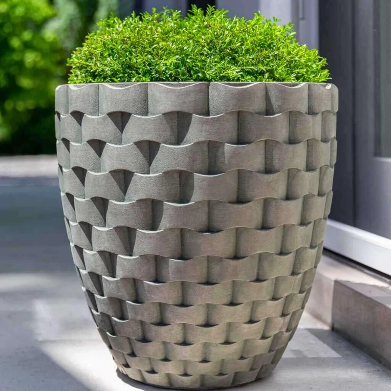M Weave Tall Concrete Round Planter - Campania #P792