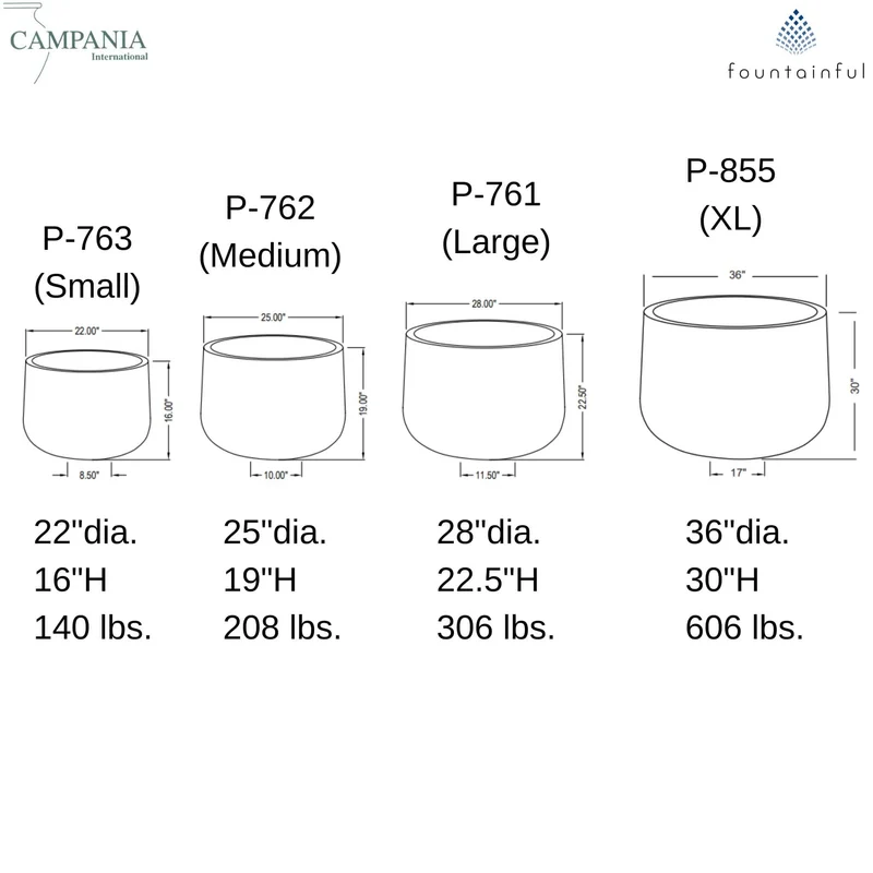 Tribeca Large Series Concrete Planters - Campania
