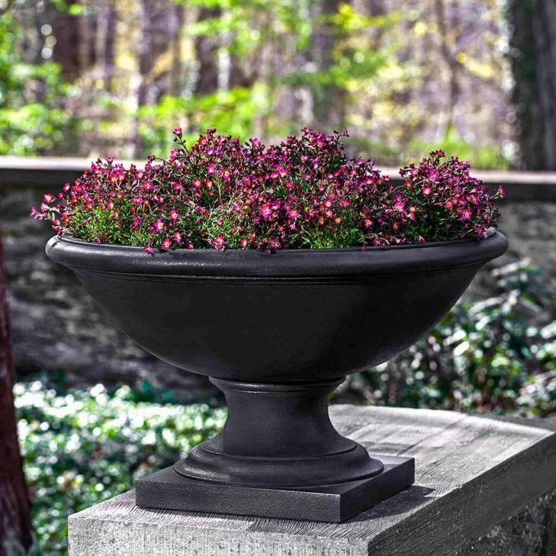 Low Savannah Concrete Urn Planter - Campania #P734