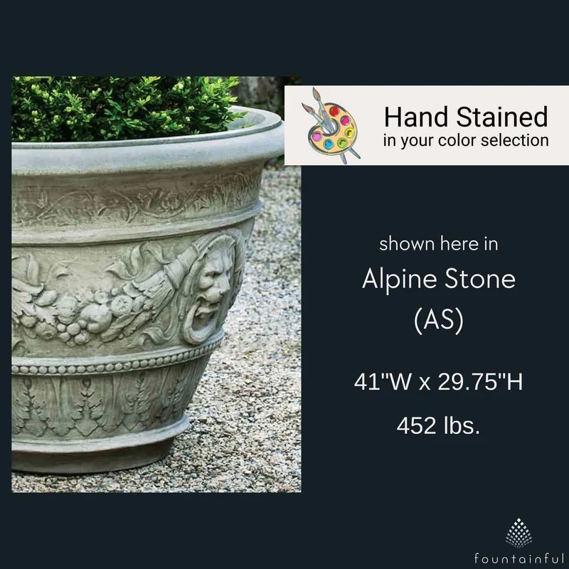 Rosecliff Lion Head Concrete Planter - Campania #P683
