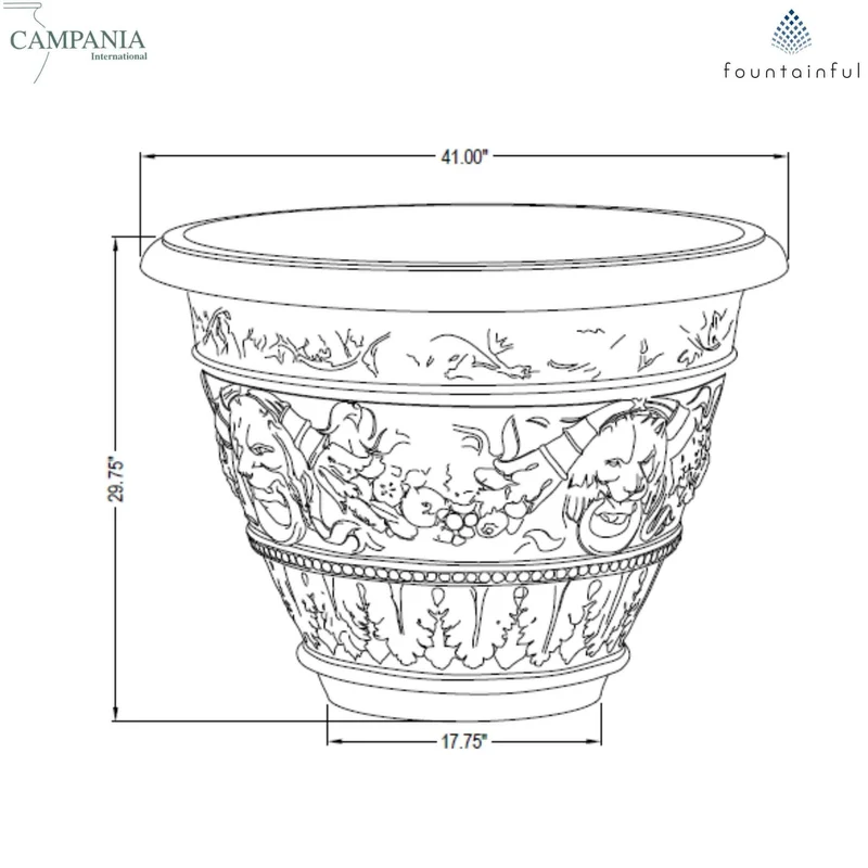 Rosecliff Lion Head Concrete Planter - Campania #P683