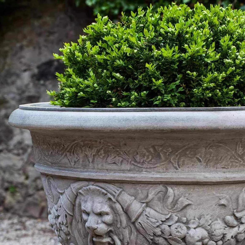 Rosecliff Lion Head Concrete Planter - Campania #P683