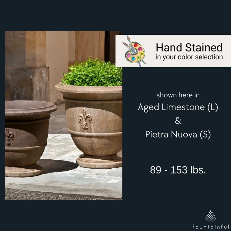 Fleur de Lis Concrete Urn Planters - Campania