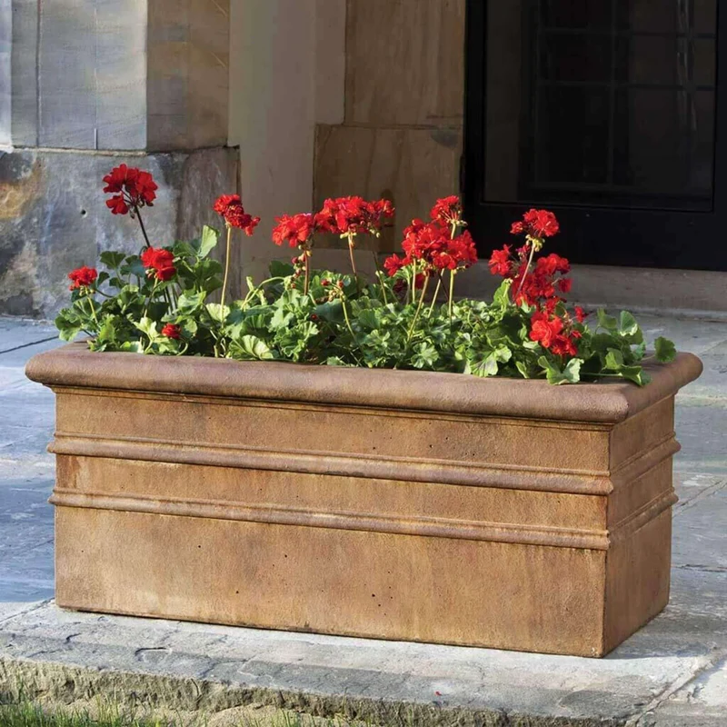 Classic Rolled Rim Concrete Window Box Planter - Campania #P555