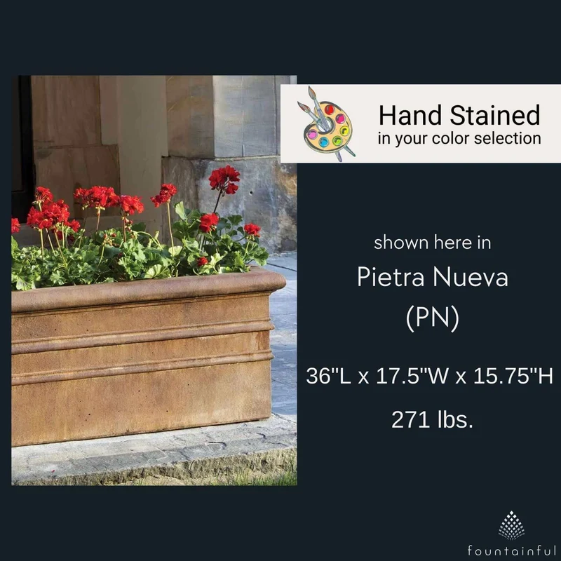 Classic Rolled Rim Concrete Window Box Planter - Campania #P555
