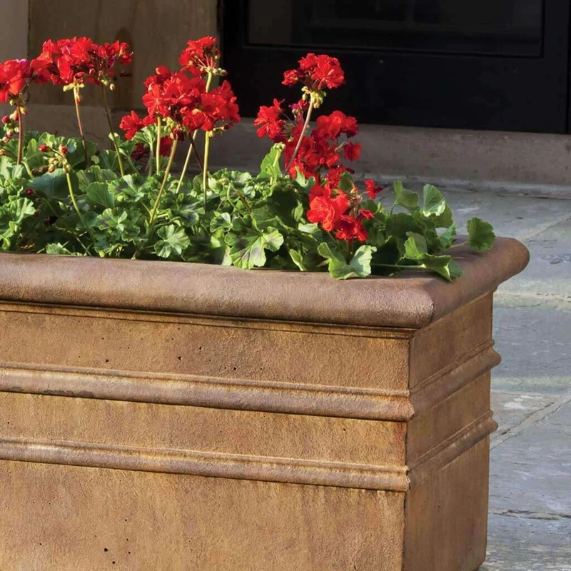Classic Rolled Rim Concrete Window Box Planter - Campania #P555