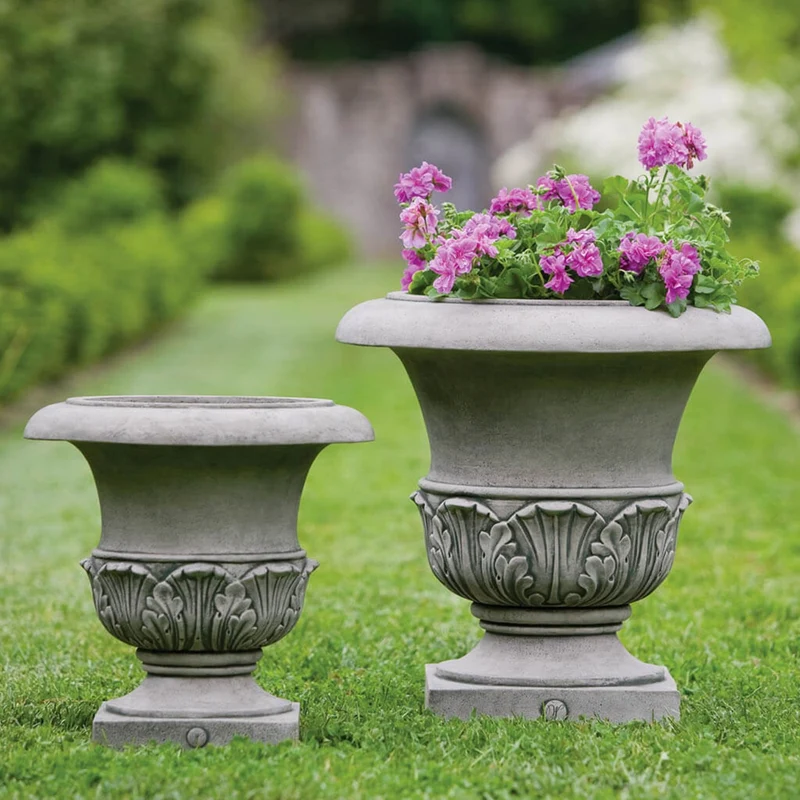 Williamsburg Acanthus Concrete Urn Planters - Campania