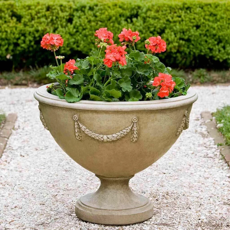 Williamsburg Neoclassic Concrete Urn Planter - Campania #P458