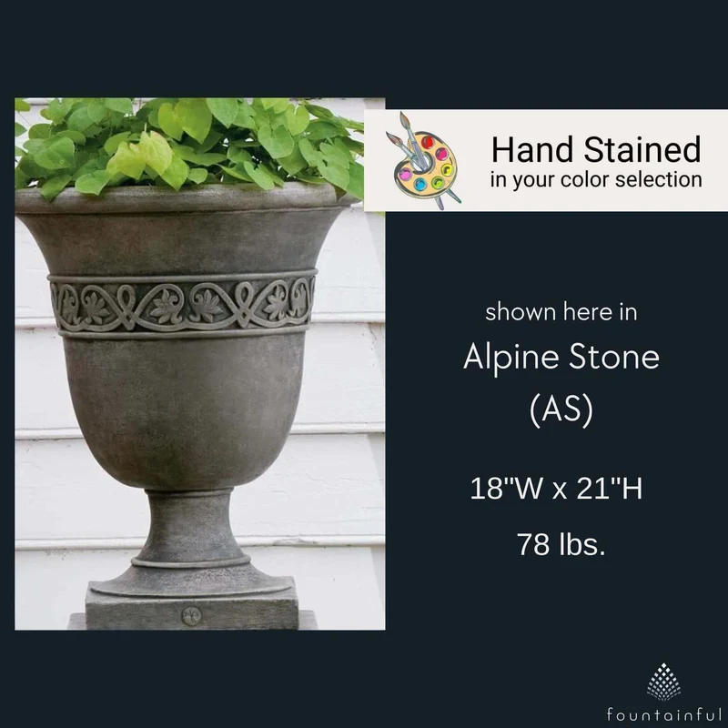 Williamsburg Strapwork Leaf Concrete Urn Planter - Campania #P457