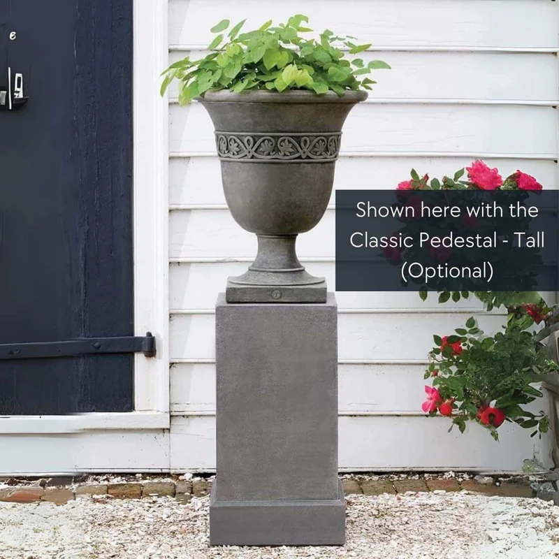 Williamsburg Strapwork Leaf Concrete Urn Planter - Campania #P457