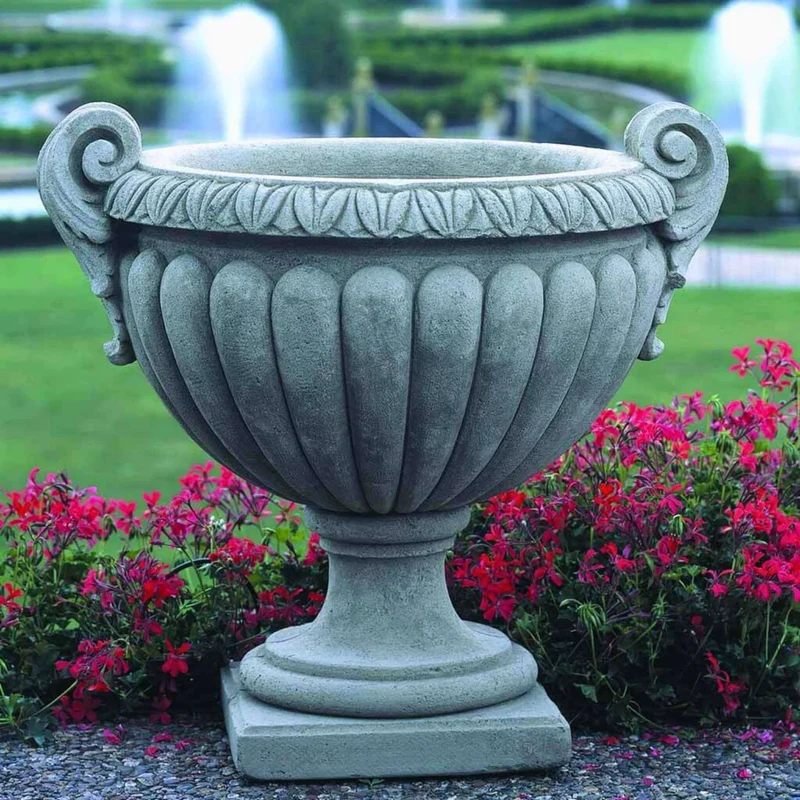 Longwood Volute Handle Concrete Urn Planter - Campania #P350