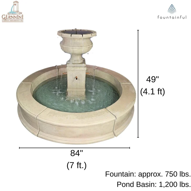 Piazza Aventino Concrete Easy Pond Fountain - Giannini #1791