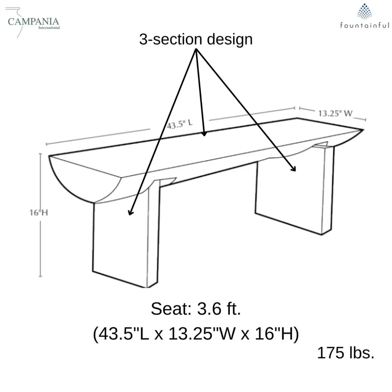 Small Bois Concrete Garden Bench - Campania #BE126