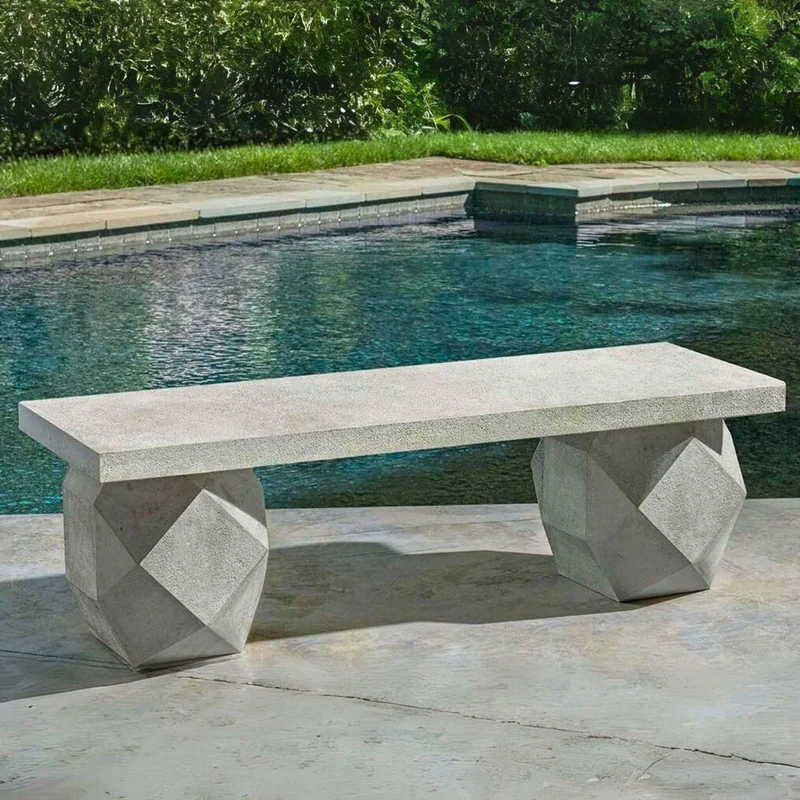 Polyhedron Concrete Garden Bench - Campania #BE152