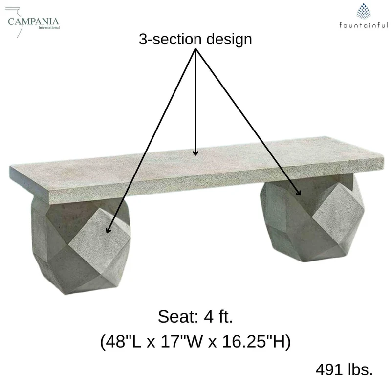 Polyhedron Concrete Garden Bench - Campania #BE152