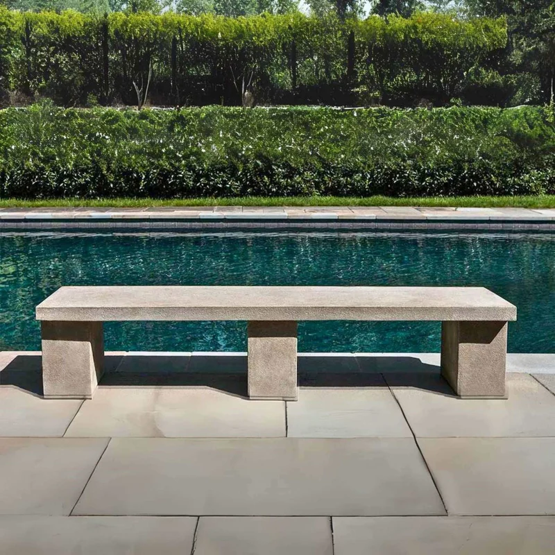 Biscayne Concrete Garden Bench - Campania #BE132