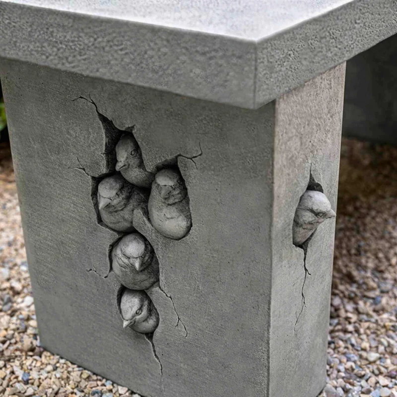 Birdhouse Concrete Garden Bench - Campania #BE144