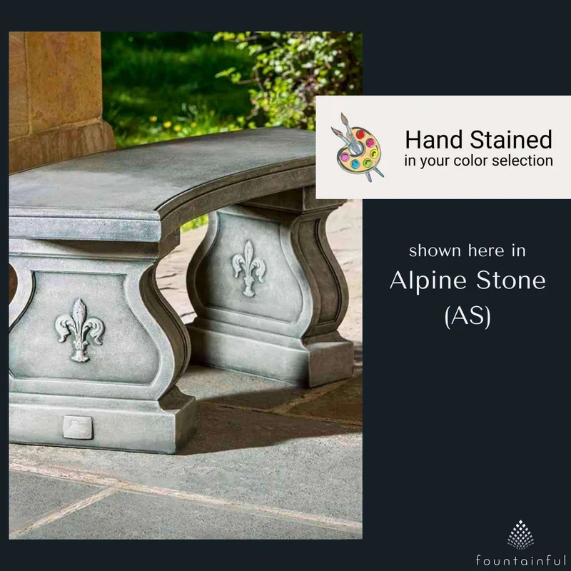 Fleur De Lys Curved Concrete Garden Bench - Campania #BE120