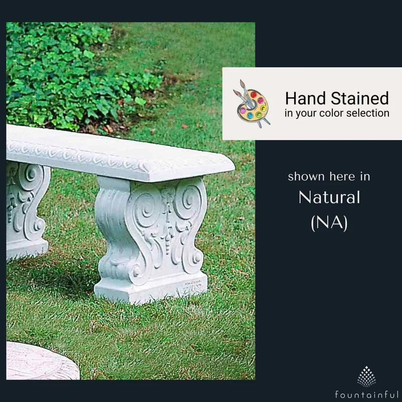 Traditional Straight Concrete Garden Bench - Campania #BE02