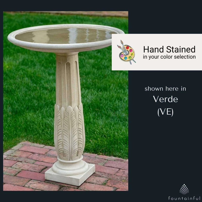 Garnier Bird Feather Concrete Bird Bath - Campania #B196