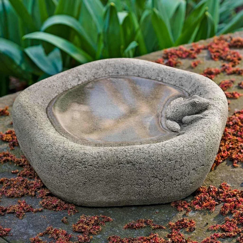 Woodland Frog Concrete Bird Bath - Campania #B201