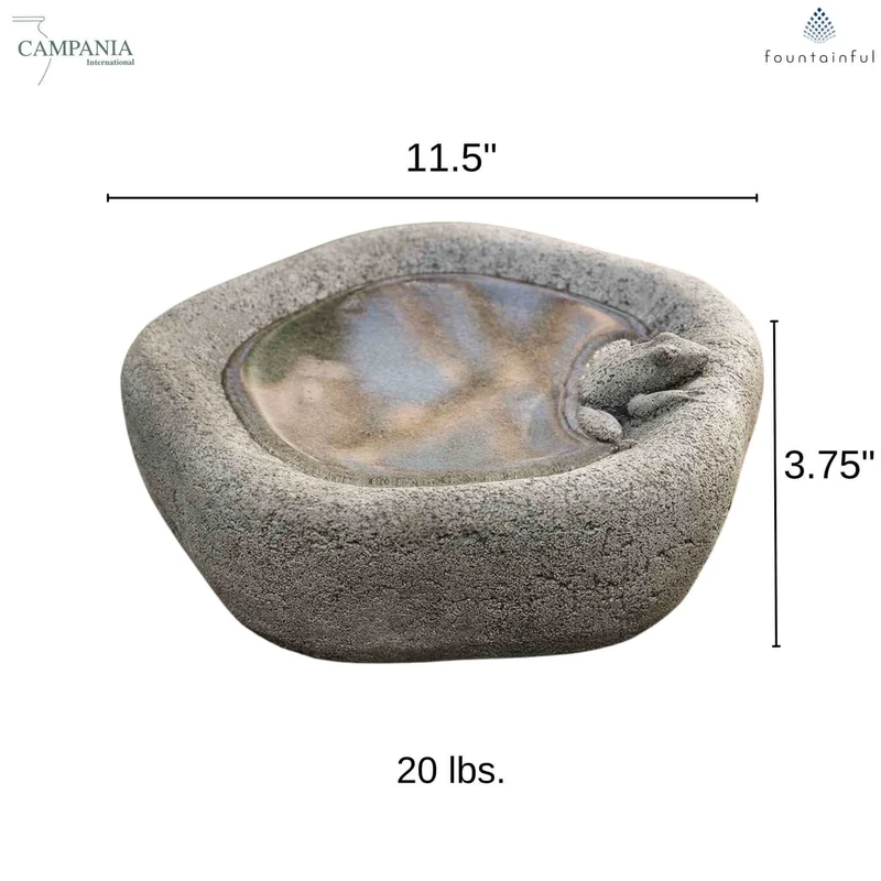 Woodland Frog Concrete Bird Bath - Campania #B201