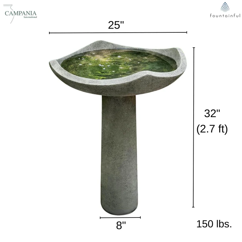 Oslo Large Concrete Bird Bath - Campania #B188