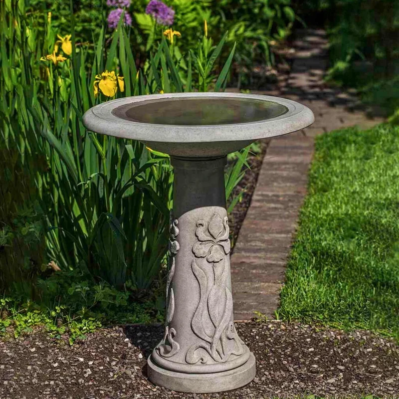 Iris Garden Concrete Bird Bath - Campania #B171