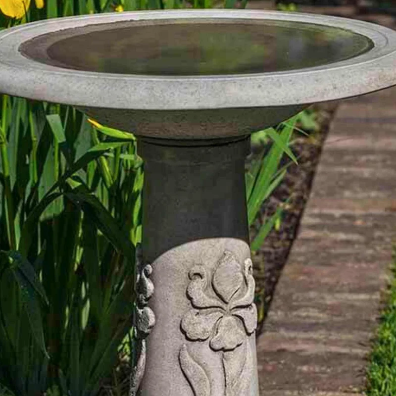 Iris Garden Concrete Bird Bath - Campania #B171