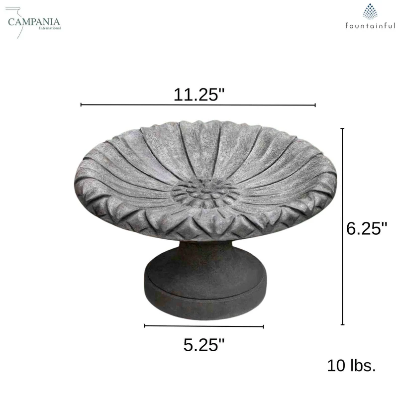 Lotus Concrete Bird Bath - Campania #B184