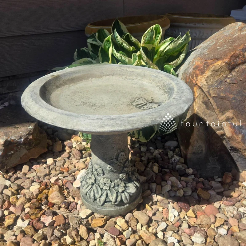 Spring Meadow Concrete Bird Bath - Campania #B169