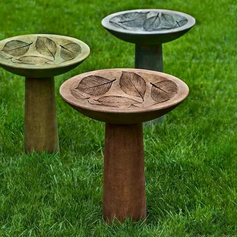 Hydrangea Leaf Concrete Bird Bath - Campania #B160