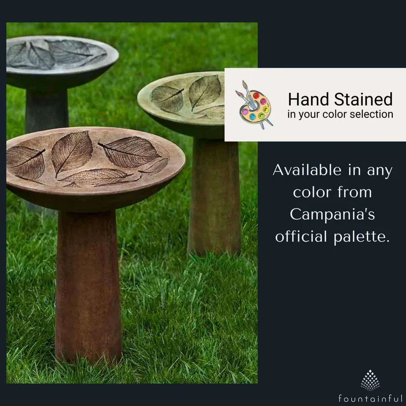 Hydrangea Leaf Concrete Bird Bath - Campania #B160