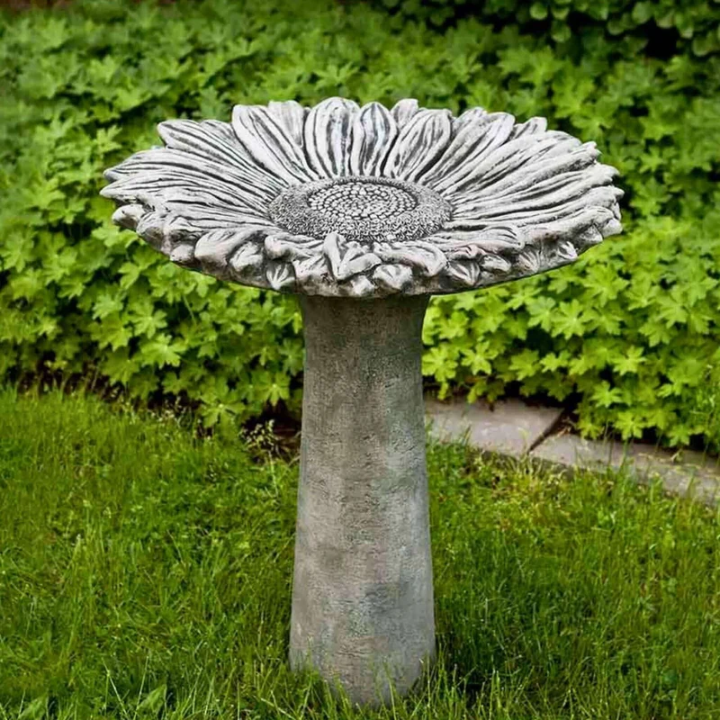 Sunflower Concrete Bird Bath - Campania #B154