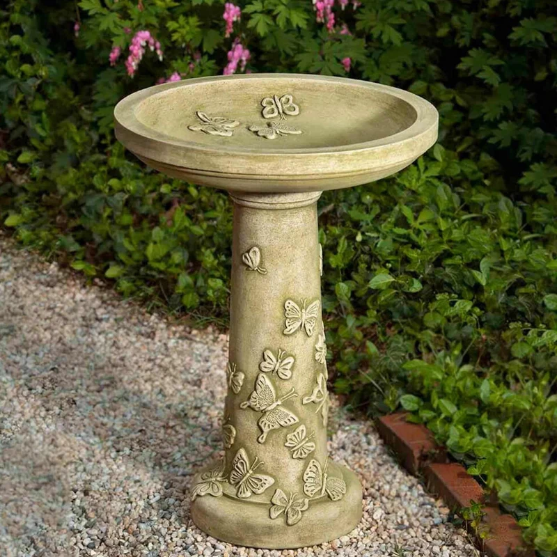 Butterflies are Free Concrete Bird Bath - Campania #B145